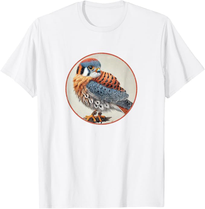 American Kestrel T-Shirt Retro Design by Bird.fan