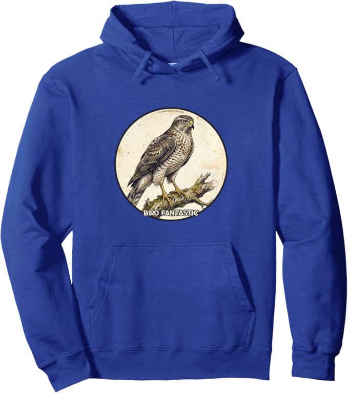 Retro American Goshawk Hoodie – Vintage Bird Design Sweatshirt