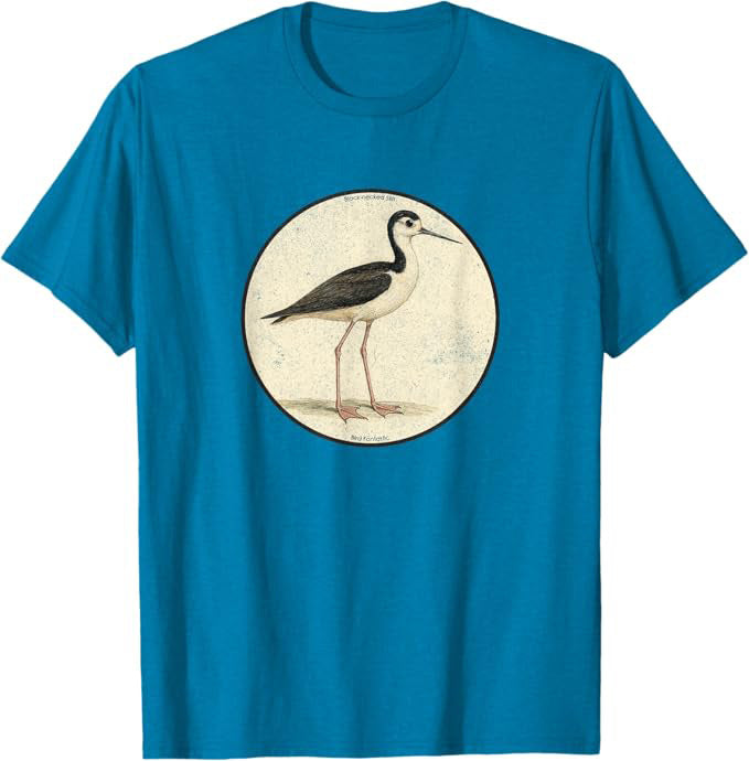 Black-necked Stilt T-Shirt Retro Design by Bird Fan | Birding Graphic Tee