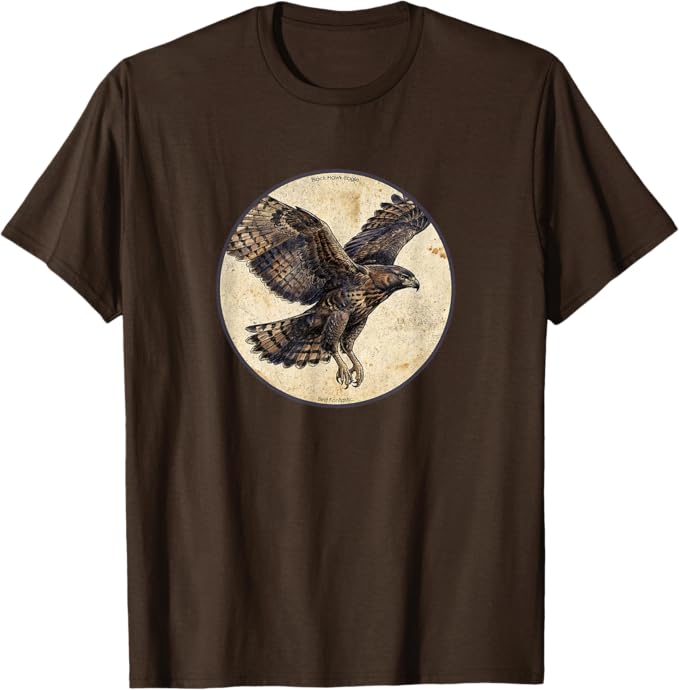 Retro Black Hawk-Eagle T-Shirt Design 10 Colors by Bird Fantastic | Birding Graphic Tee
