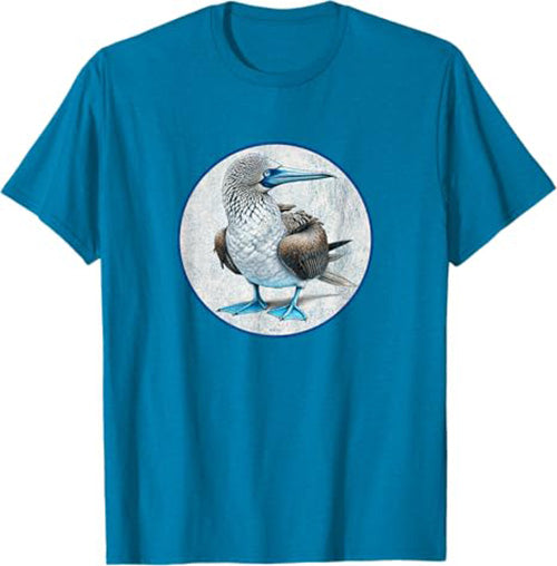 Blue Footed Booby T-Shirt Retro Design by Bird.fan