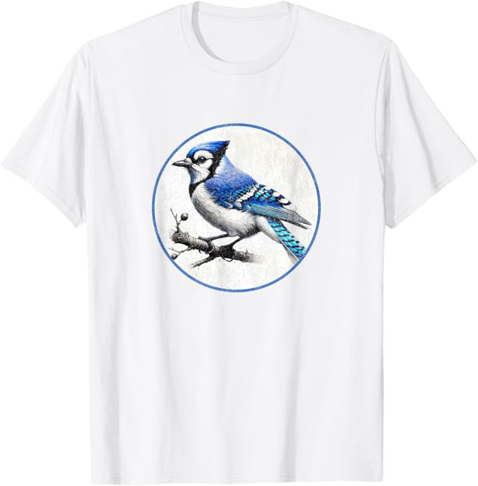 Blue Jay T-Shirt Retro Design by Bird.fan