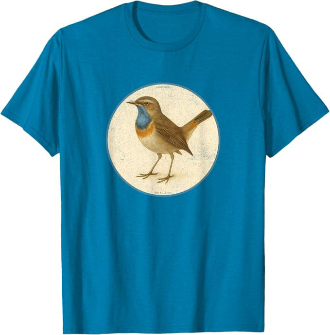 Bluethroat T-Shirt Retro Design by Bird.fan | Birding Graphic Tee