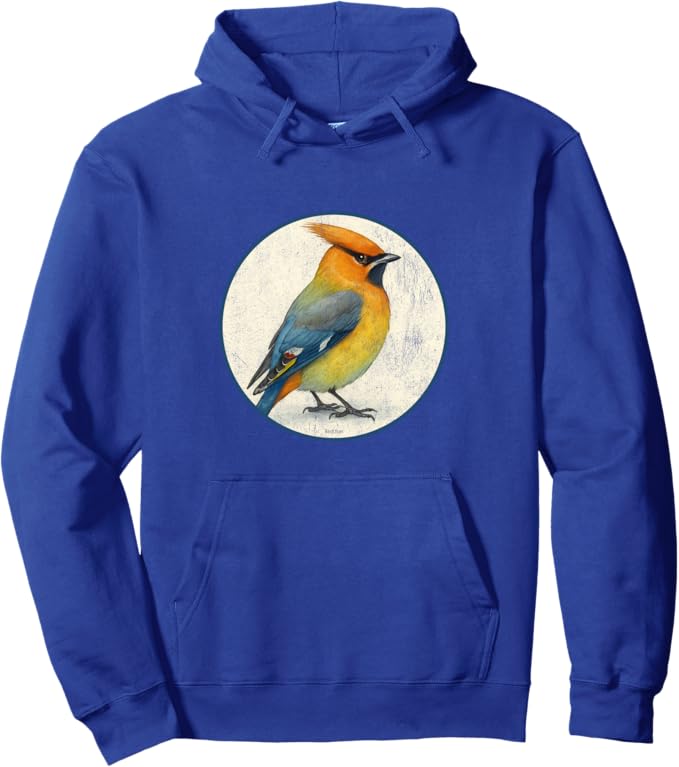 Retro Bohemian Waxwing Hoodie – Vintage Bird Design Sweatshirt