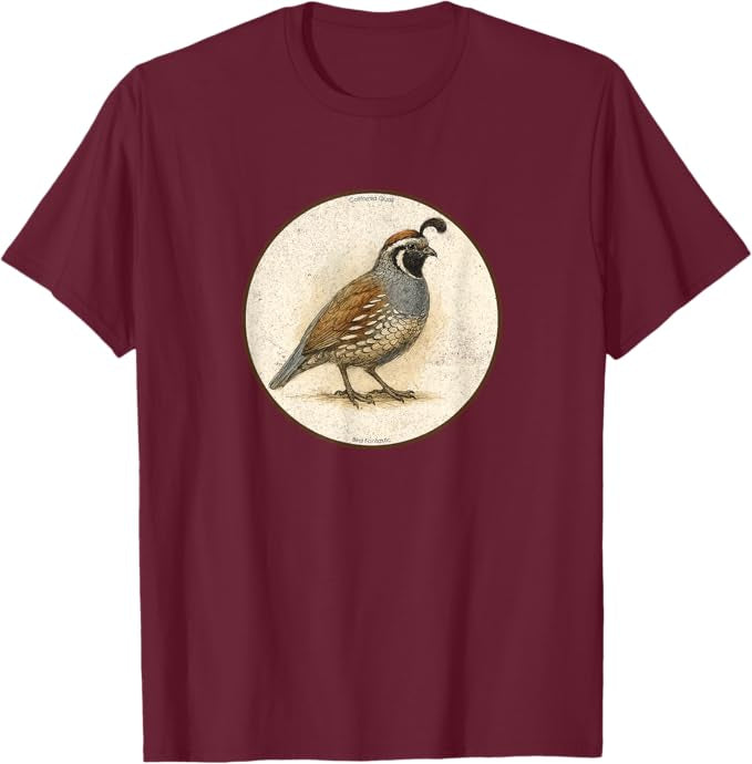 California Quail T-Shirt Retro Design by Bird.fan | Men's Birding Graphic Tee