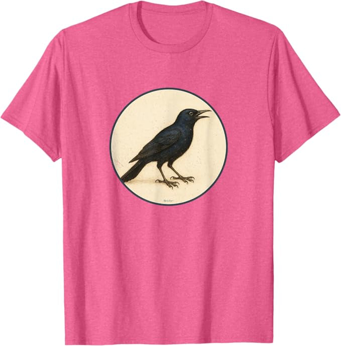 Common Grackle T-Shirt Retro Design by Bird.fan | Men's Birding Graphic Tee
