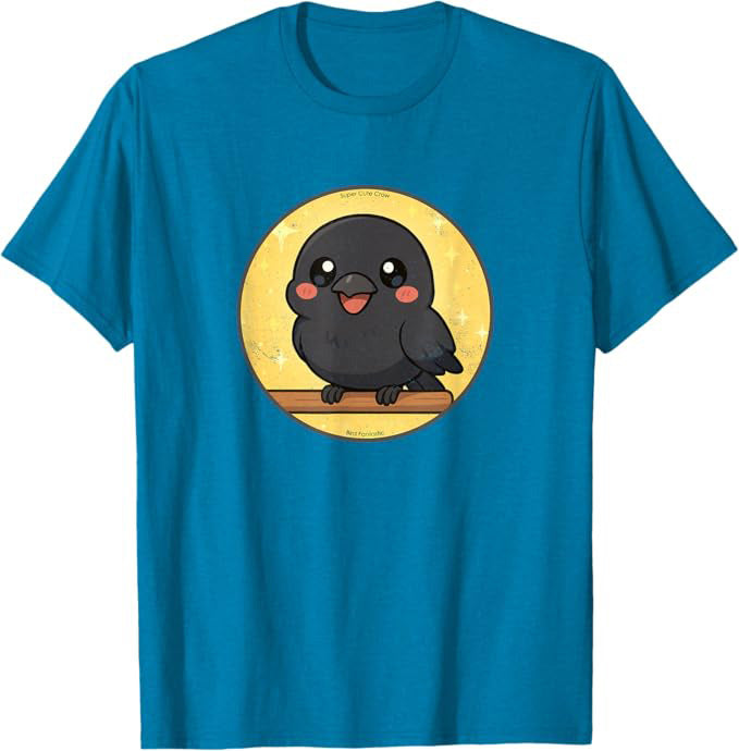 Super Cute American Crow Anime Bird Design by Bird.fan | Birding Graphic Tee