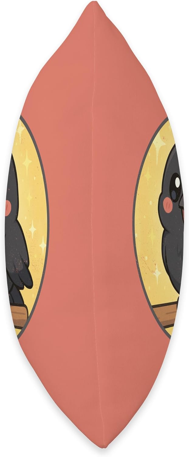 Super Cute American Crow Anime Bird Design Throw Pillow | by Bird Fantastic