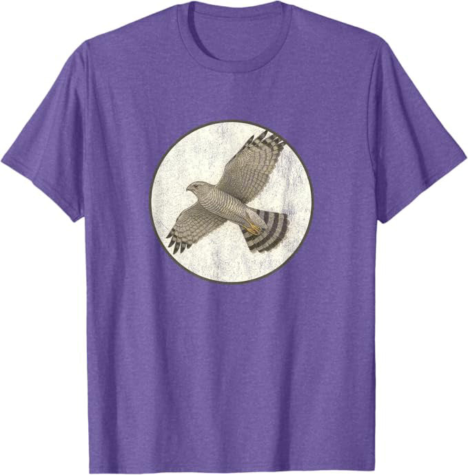 Gray Hawk T-Shirt Retro Design by Bird.fan | Men's Birding Graphic Tee