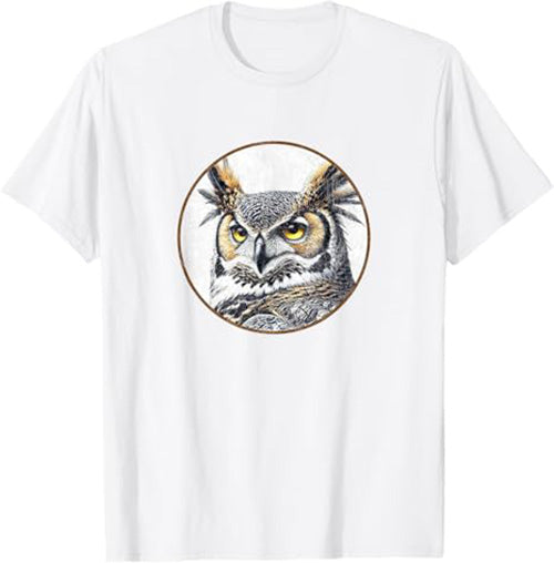 Great Horned Owl T-Shirt Retro Design by Bird.fan