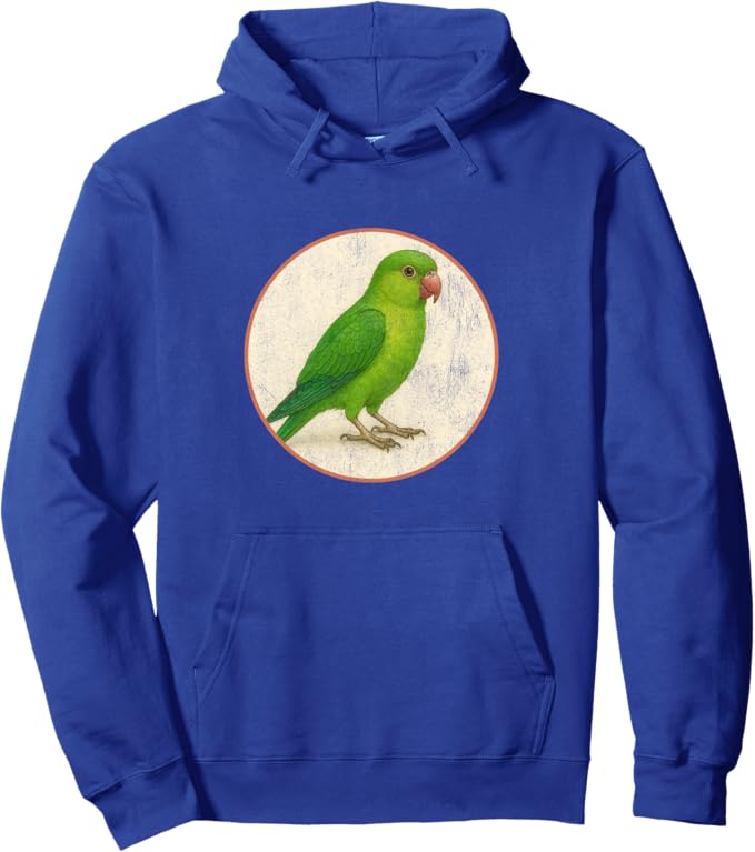 Retro Green Parakeet Hoodie – Vintage Bird Design Sweatshirt