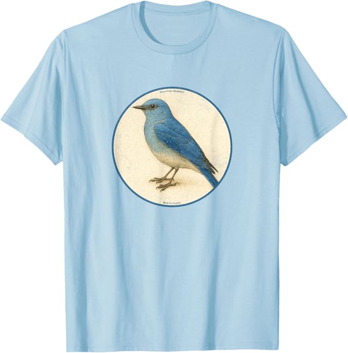 Retro Mountain Bluebird T-Shirt Design 10 Colors by Bird Fantastic | Birding Graphic Tee
