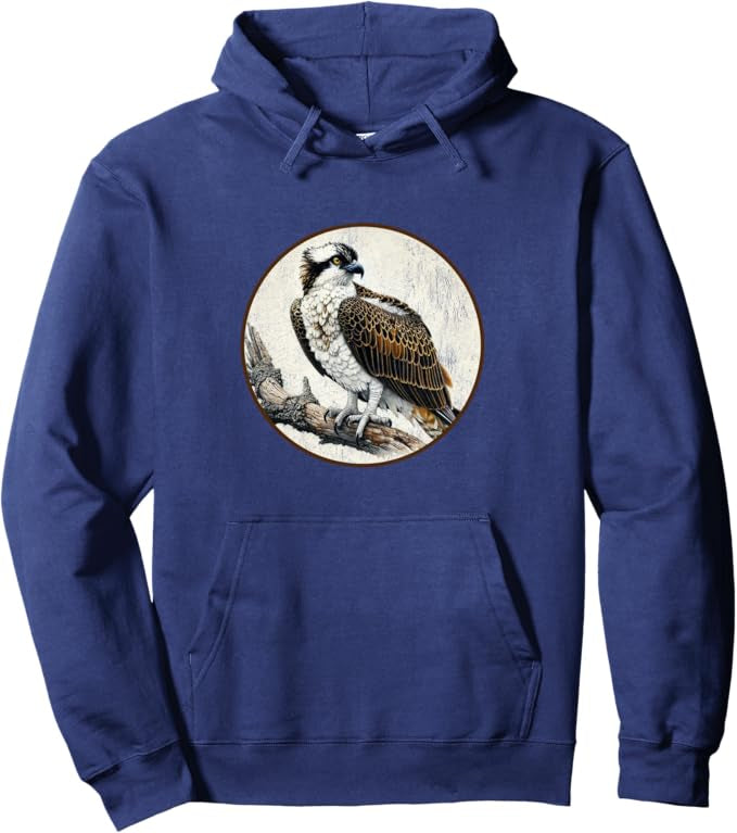 Osprey Retro Bird Design Unisex Pullover Hoodie by Bird.fan