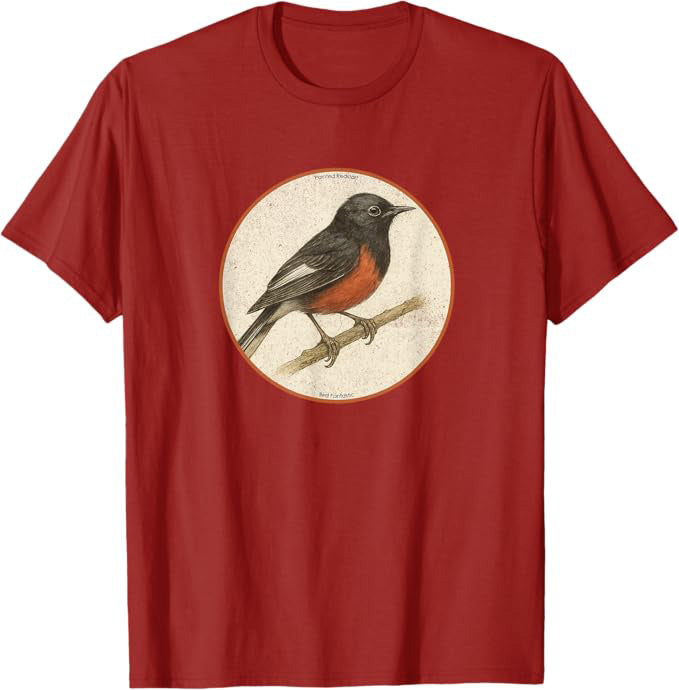 Painted Redstart T-Shirt Retro Design by Bird Fan | Birding Graphic Tee