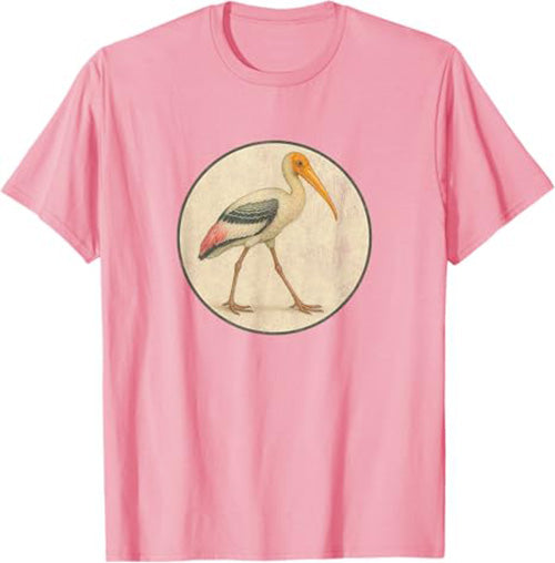 Painted Stork T-Shirt Retro Design by Bird.fan
