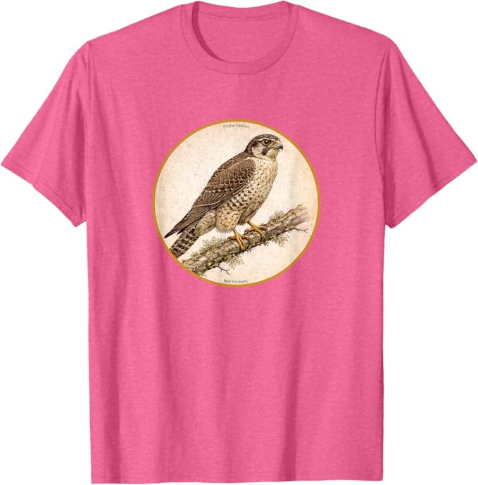 Retro Prairie Falcon T-Shirt Design 10 Colors by Bird Fantastic | Birding Graphic Tee