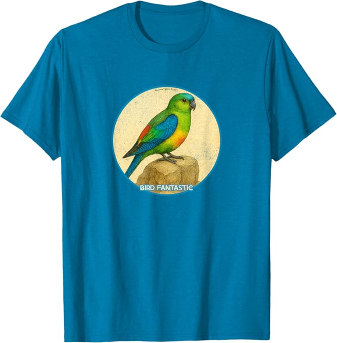 Retro Red-Rumped Parrot T-Shirt Design 10 Colors by Bird Fantastic | Birding Graphic Tee