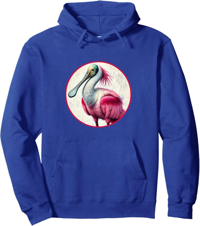 Retro Roseate Spoonbill Hoodie – Vintage Bird Design Sweatshirt
