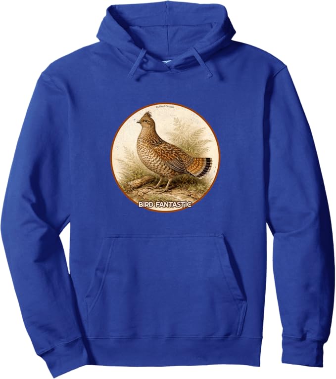 Retro Ruffled Grouse Hoodie – Vintage Bird Design Sweatshirt
