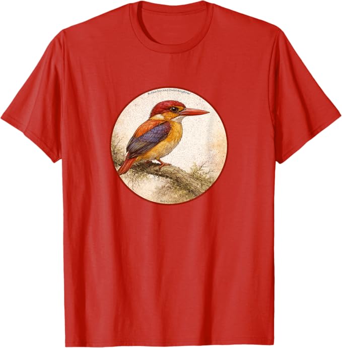 Retro Rufous-Backed Dwarf-Kingfisher T-Shirt Design 10 Colors by Bird Fantastic | Birding Graphic Tee