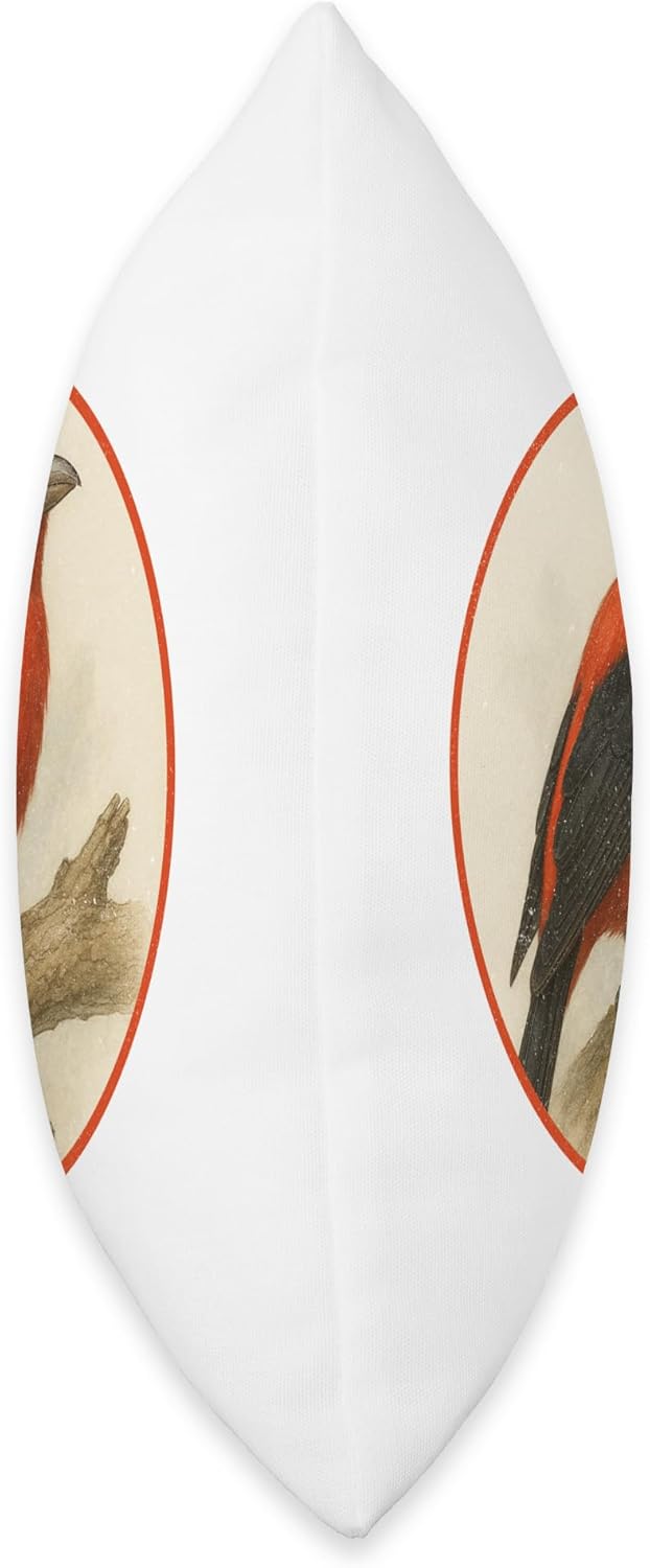 Colorful Retro Scarlet Tanager Bird Design Throw Pillow | by Bird Fantastic