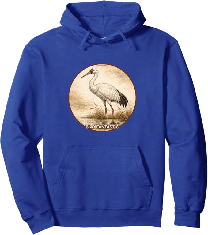 Retro Siberian Crane Hoodie – Vintage Bird Design Sweatshirt