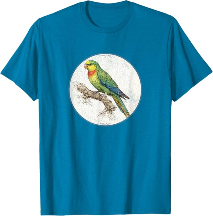 Retro Superb Parrot T-Shirt Design 10 Colors by Bird Fantastic | Birding Graphic Tee