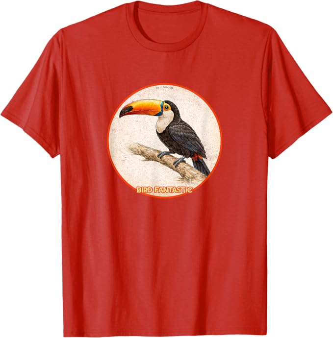 Retro Toco Toucan T-Shirt Design 10 Colors by Bird Fantastic | Birding Graphic Tee