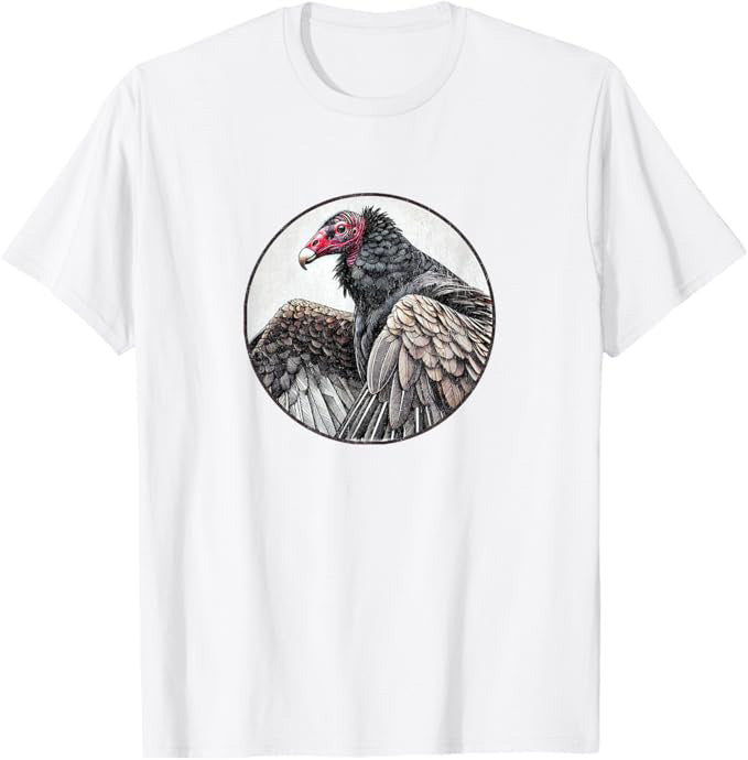 Retro Turkey Vulture Bird Design T-Shirt Design 10 Colors by Bird.Fan | Birding Graphic Tee