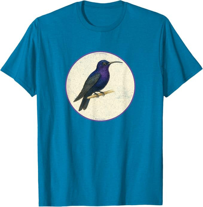 Retro Violet Sabrewing Bird Design T-Shirt Design 10 Colors by Bird Fantastic | Birding Graphic Tee