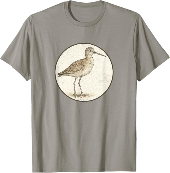 Willet T-Shirt Retro Design by Bird.fan | Men's Birding Graphic Tee