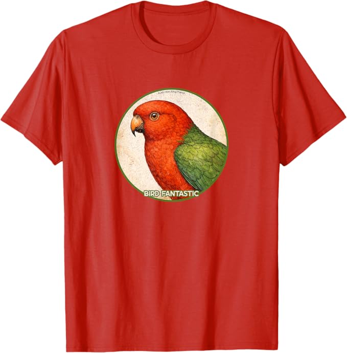 Retro Australian King-Parrot T-Shirt Design 10 Colors by Bird Fantastic | Birding Graphic Tee