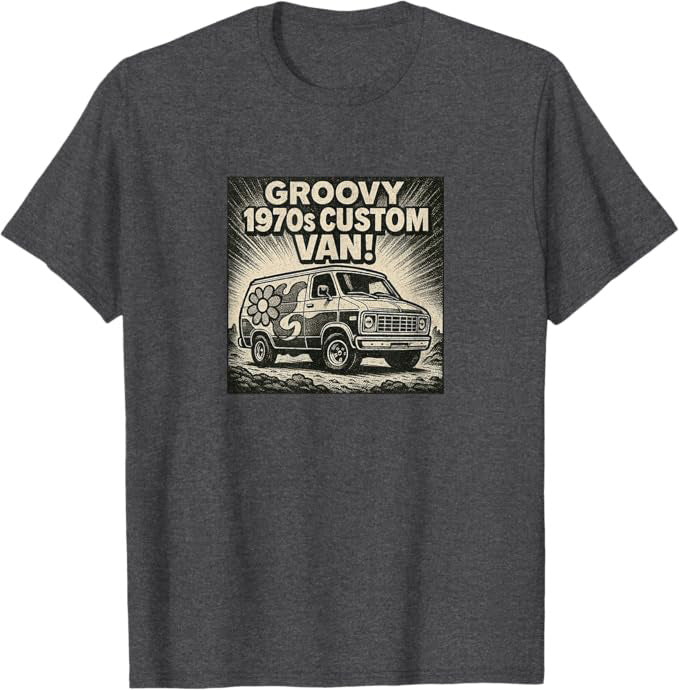 1970s Custom Van Retro Groovy Design T-Shirt | Turbo Volcano Graphic Tee