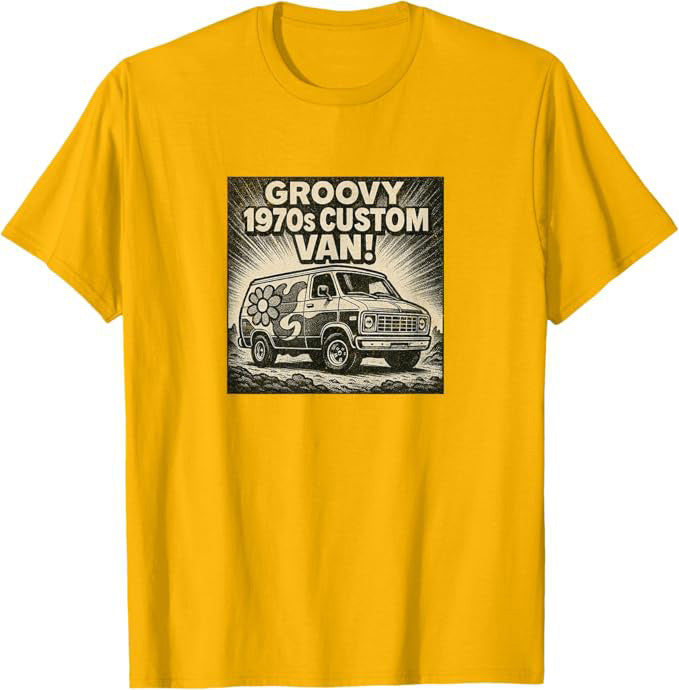1970s Custom Van Retro Groovy Design T-Shirt | Turbo Volcano Graphic Tee
