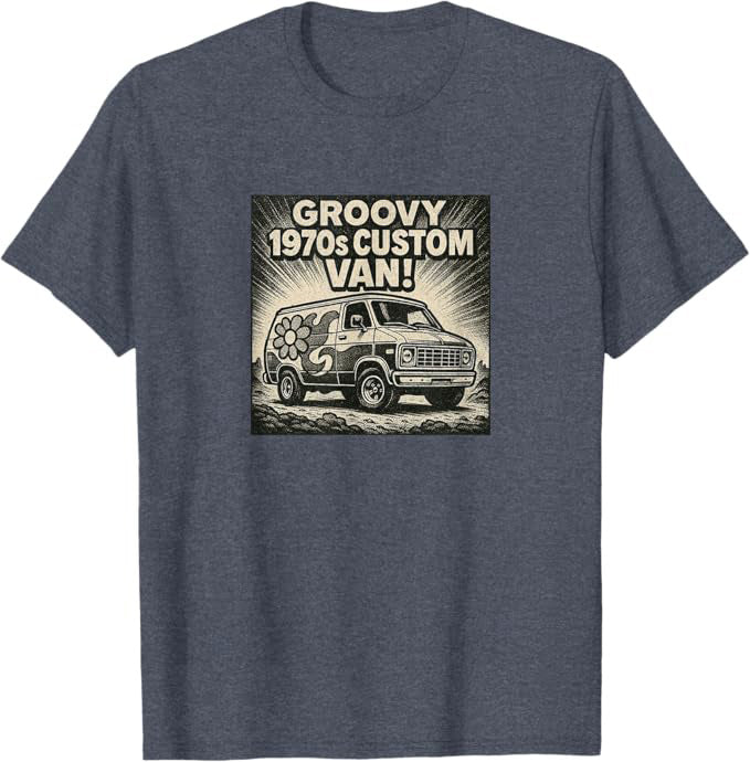 1970s Custom Van Retro Groovy Design T-Shirt | Turbo Volcano Graphic Tee