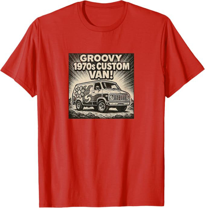 1970s Custom Van Retro Groovy Design T-Shirt | Turbo Volcano Graphic Tee