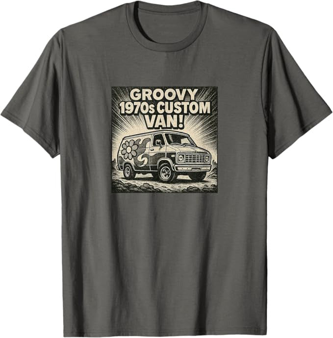 1970s Custom Van Retro Groovy Design T-Shirt | Turbo Volcano Graphic Tee