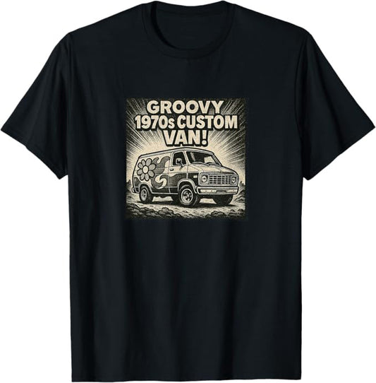 1970s Custom Van Retro Groovy Design T-Shirt | Turbo Volcano Graphic Tee
