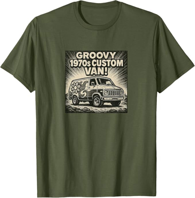 1970s Custom Van Retro Groovy Design T-Shirt | Turbo Volcano Graphic Tee