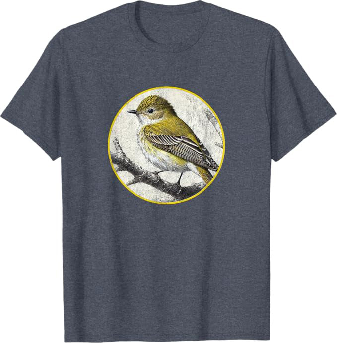 Acadian Flycatcher T-Shirt Retro Design by Bird.fan