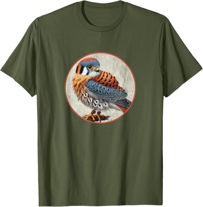 American Kestrel T-Shirt Retro Design by Bird.fan