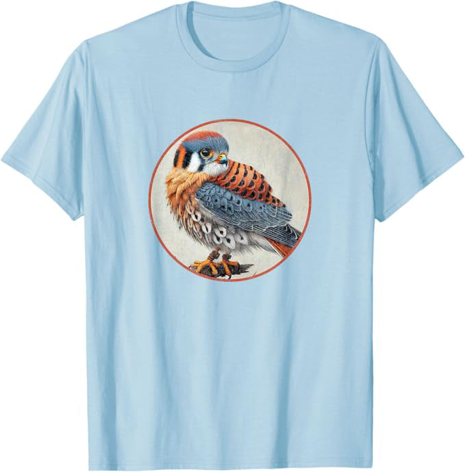 American Kestrel T-Shirt Retro Design by Bird.fan