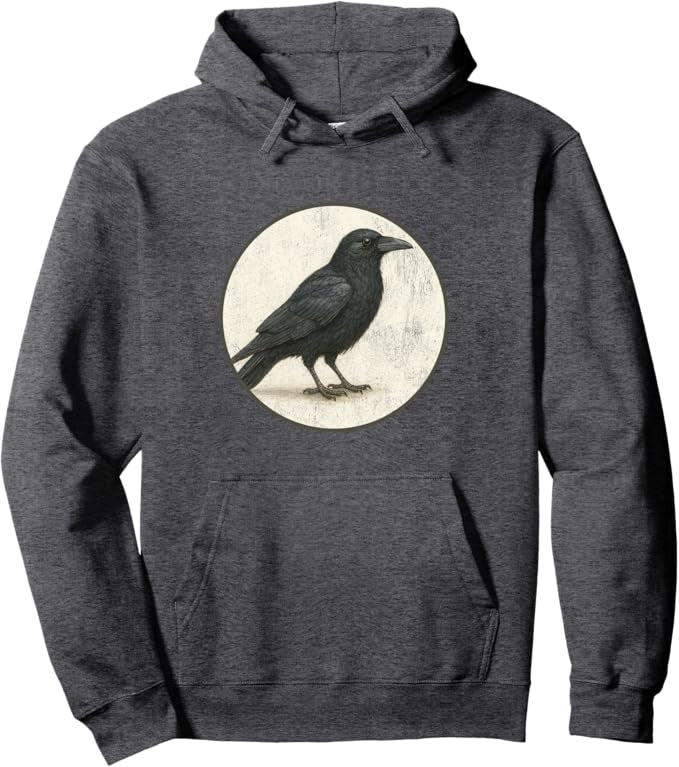 American Crow Retro Bird Design Unisex Pullover Hoodie by Bird.fan