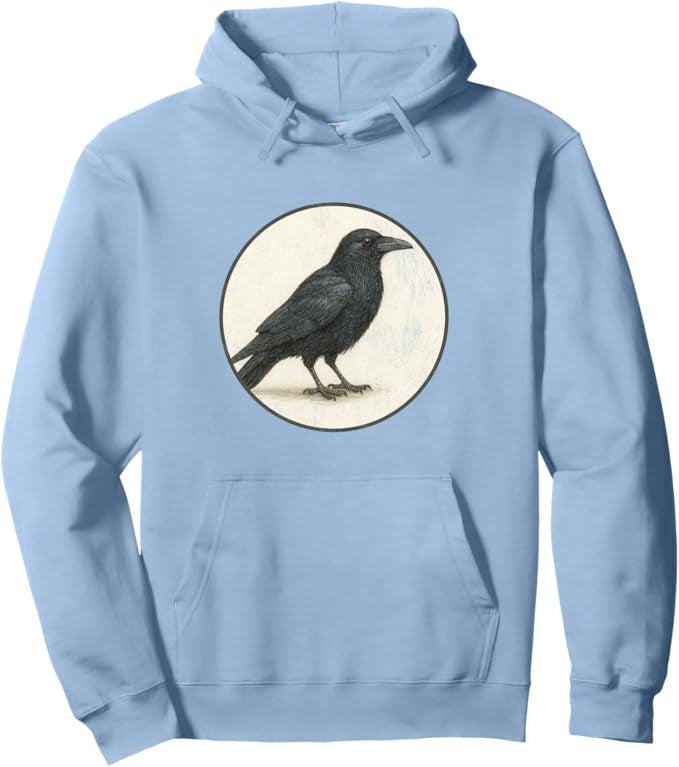 American Crow Retro Bird Design Unisex Pullover Hoodie by Bird.fan