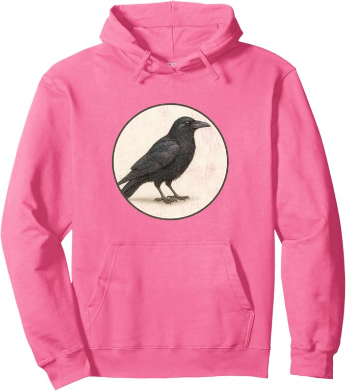 American Crow Retro Bird Design Unisex Pullover Hoodie by Bird.fan