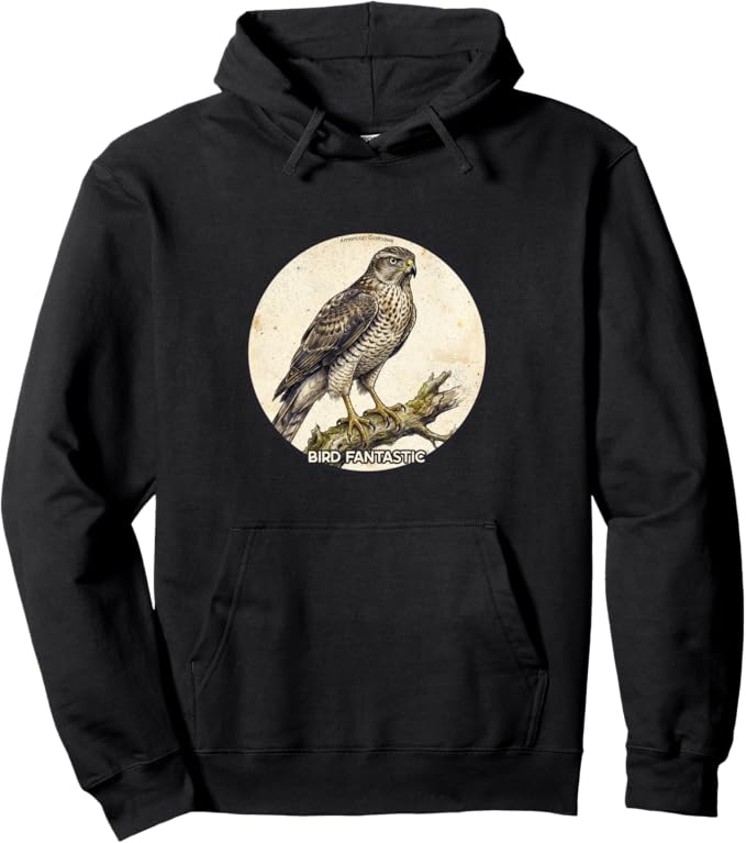 Retro American Goshawk Hoodie – Vintage Bird Design Sweatshirt