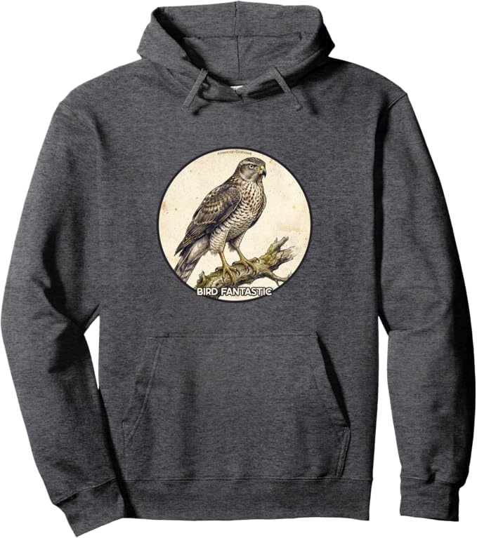 Retro American Goshawk Hoodie – Vintage Bird Design Sweatshirt