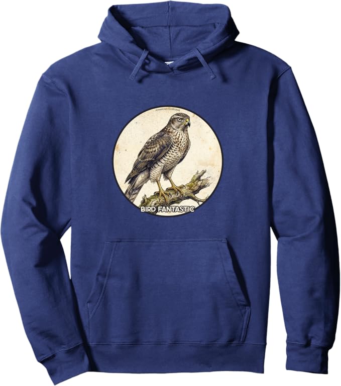 Retro American Goshawk Hoodie – Vintage Bird Design Sweatshirt