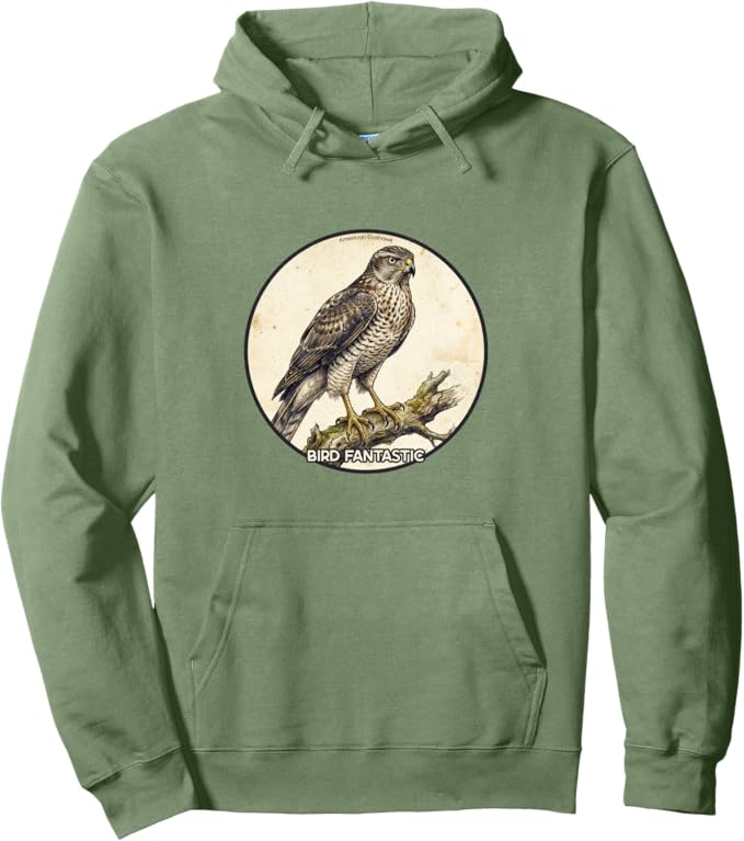 Retro American Goshawk Hoodie – Vintage Bird Design Sweatshirt