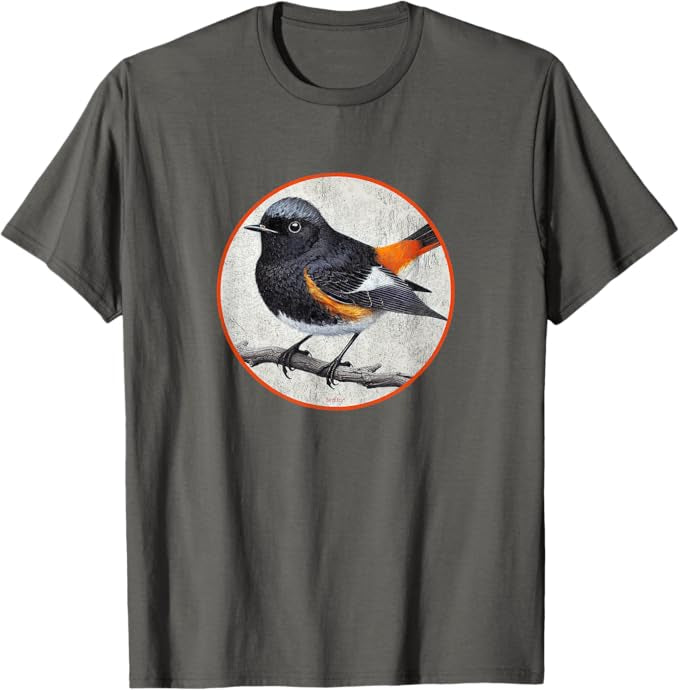 American Redstart T-Shirt Retro Design by Bird.fan | Men's Birding Graphic Tee